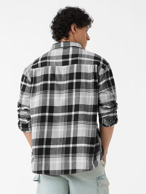 Plaid Charcoal Men Utility Shirts