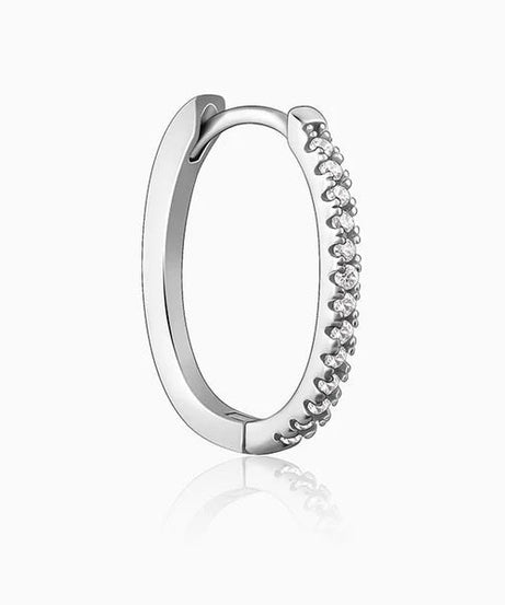 Silver Zircon Twinkling Hoop Earrings