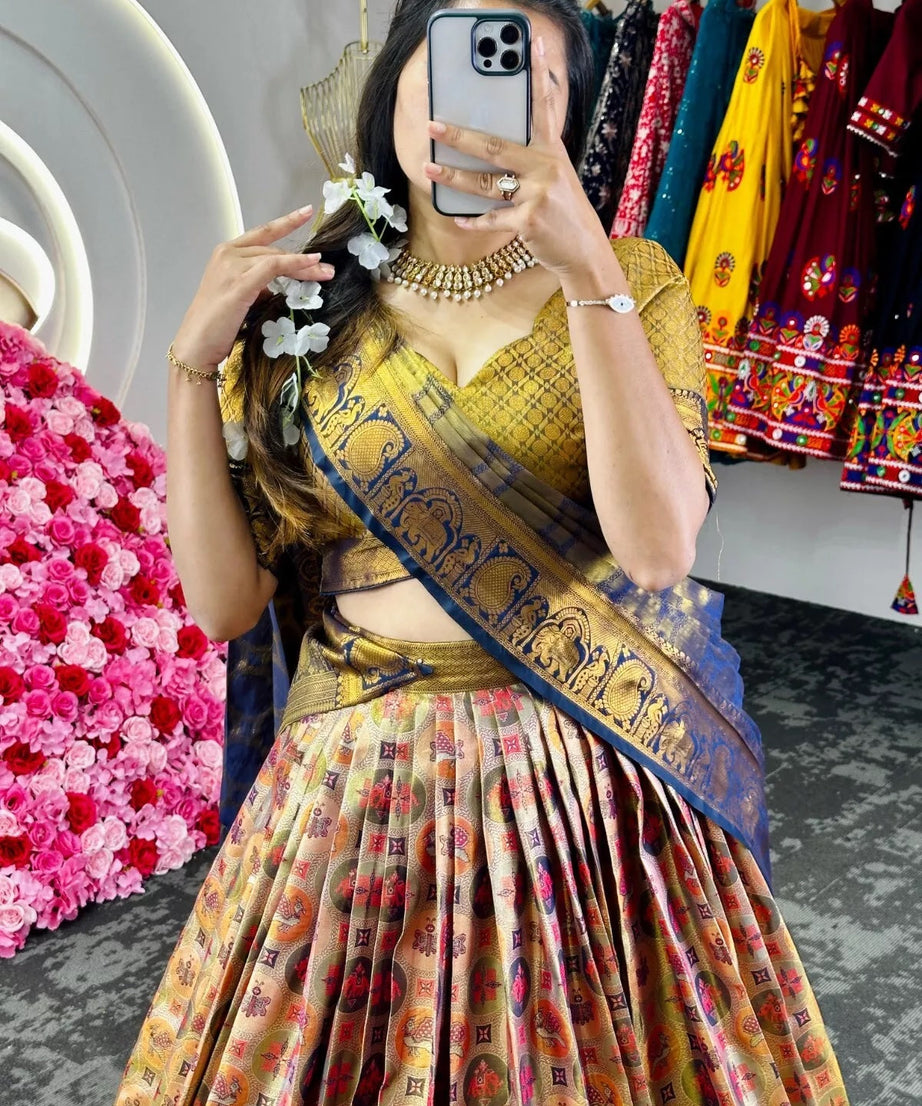Designer Banarasi Zari With Silk Lehenga Blouse Dupatta