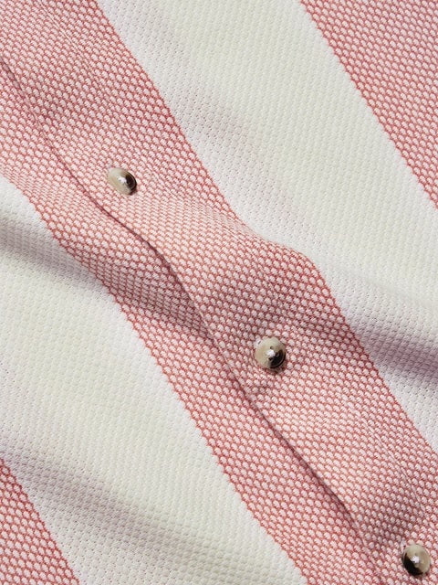 Textured Stripes Cerise Men Textured Shirts