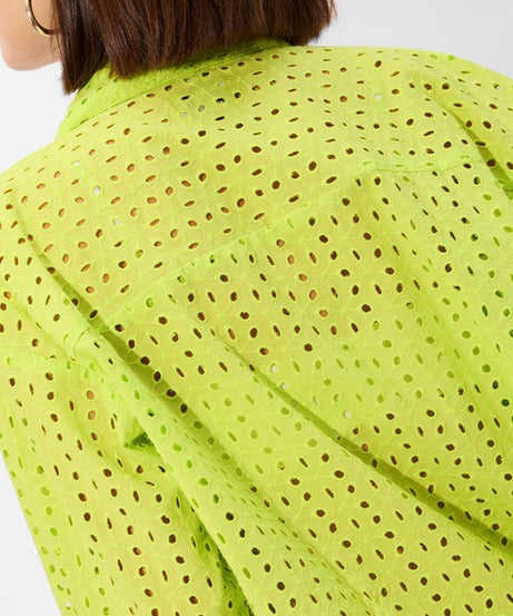 Cutwork Lime Women Boyfriend Shirts