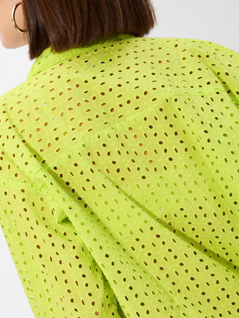 Cutwork Lime Women Boyfriend Shirts