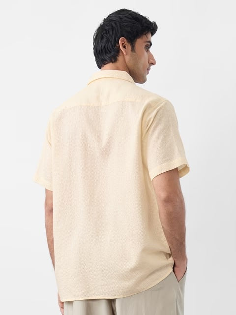 Textured Shirt Ivory Men Textured Shirts