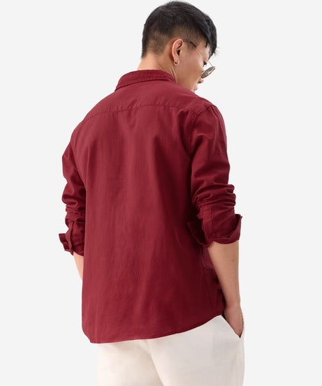 Cotton Linen Red Cotton Linen Shirts