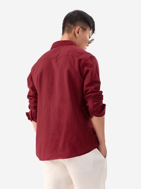 Cotton Linen Red Cotton Linen Shirts