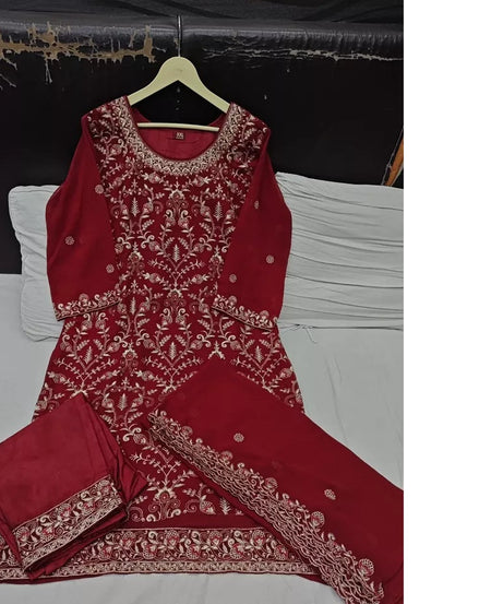 Georgette With Heavy Embroidery Work kurti Pant Set