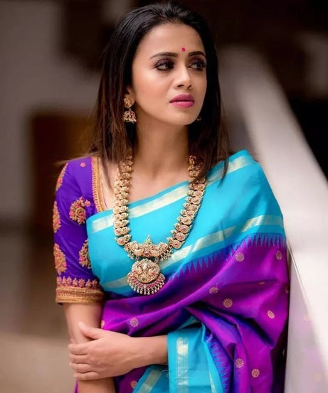 Soft Lichi Silk Rich Pallu & Jacquard Work Saree With Blouse