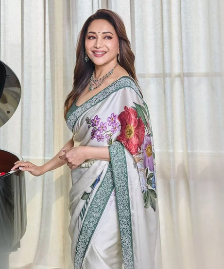 Women's Party Stylish Ultra Satin Silk Saree,Festival Wedding Sari Blouse