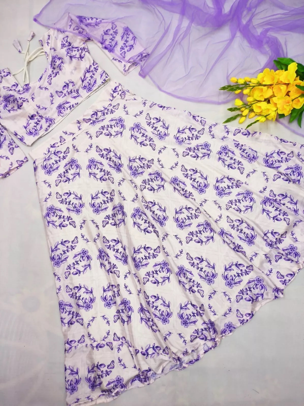 Soft Chinon Silk Lehenga Blouse & Dupatta