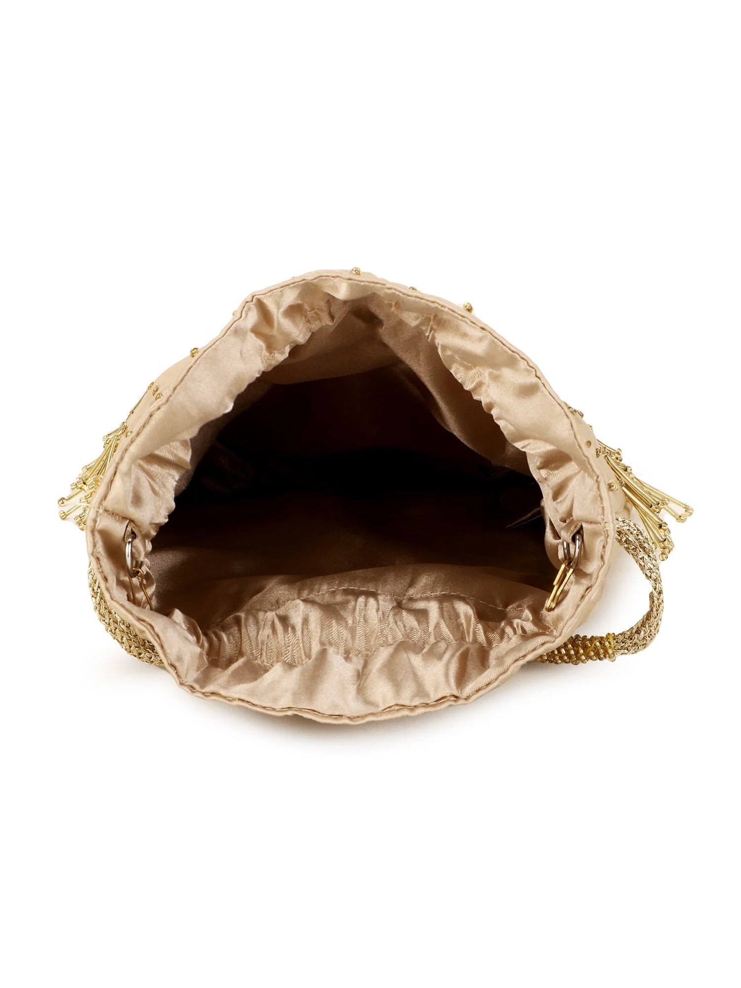 Dangle Chevron Embellished Satin Potli