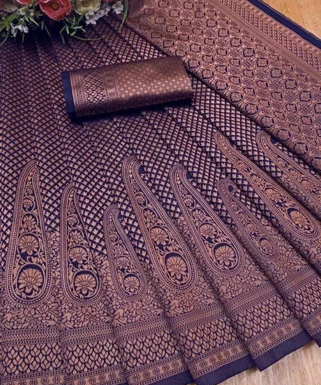 Women's Banarasi Soft Silk Saree With Blouse