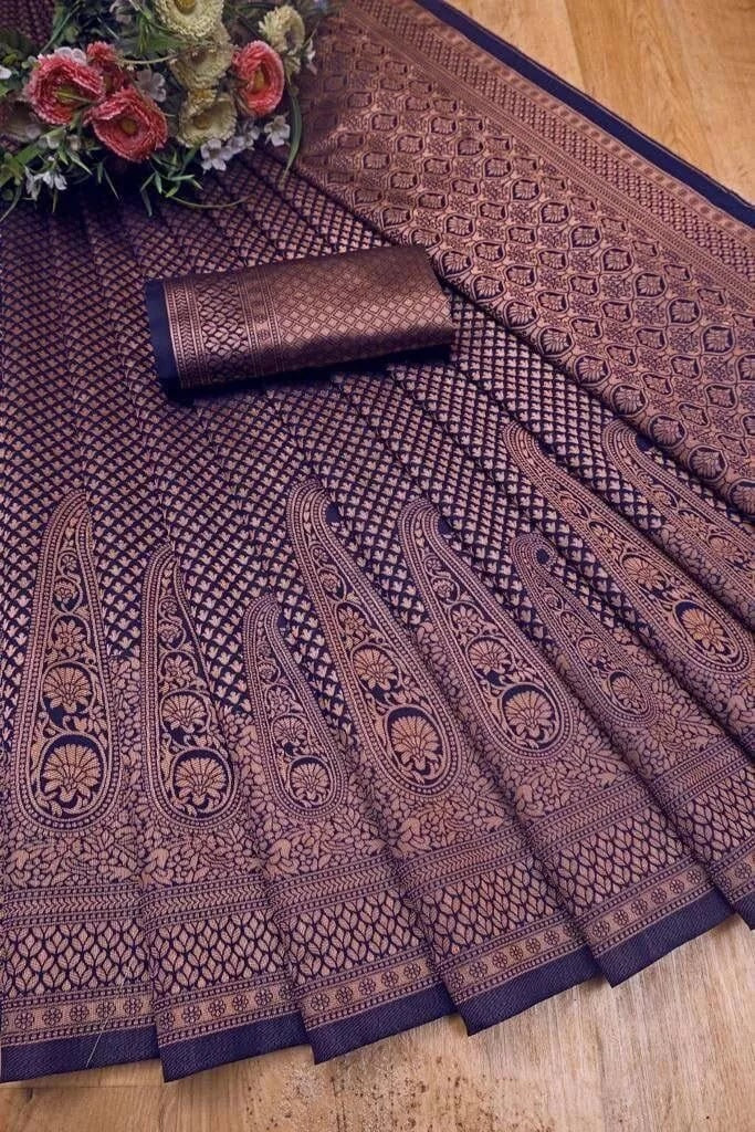 Women's Banarasi Soft Silk Saree With Blouse