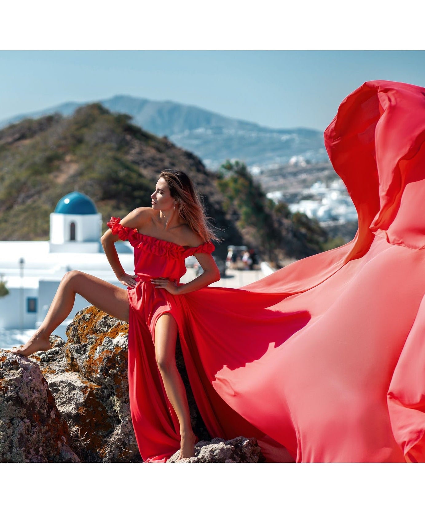 Long Flying Dress for Photoshoot - Flowy Long Train Dress for Engagement Photoshoot