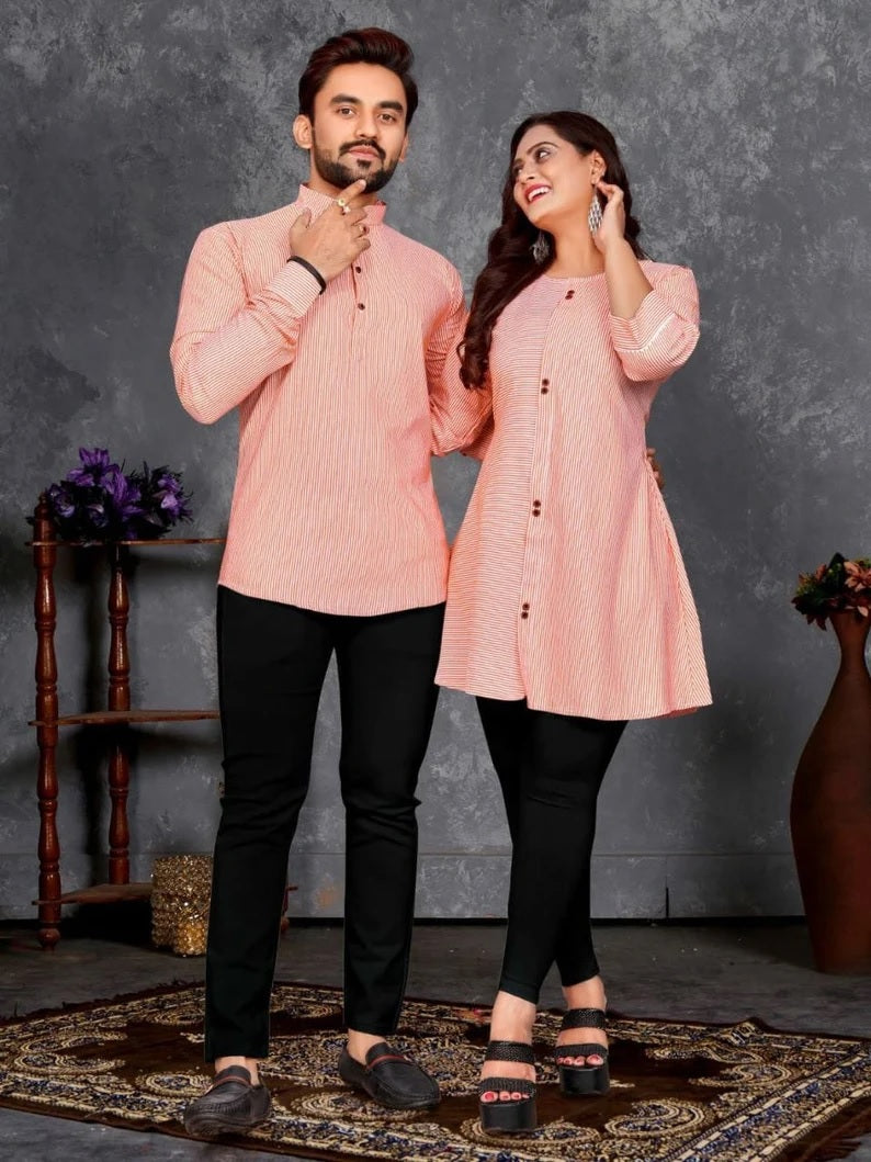 Premium Linen Cotton Couple Combo Set