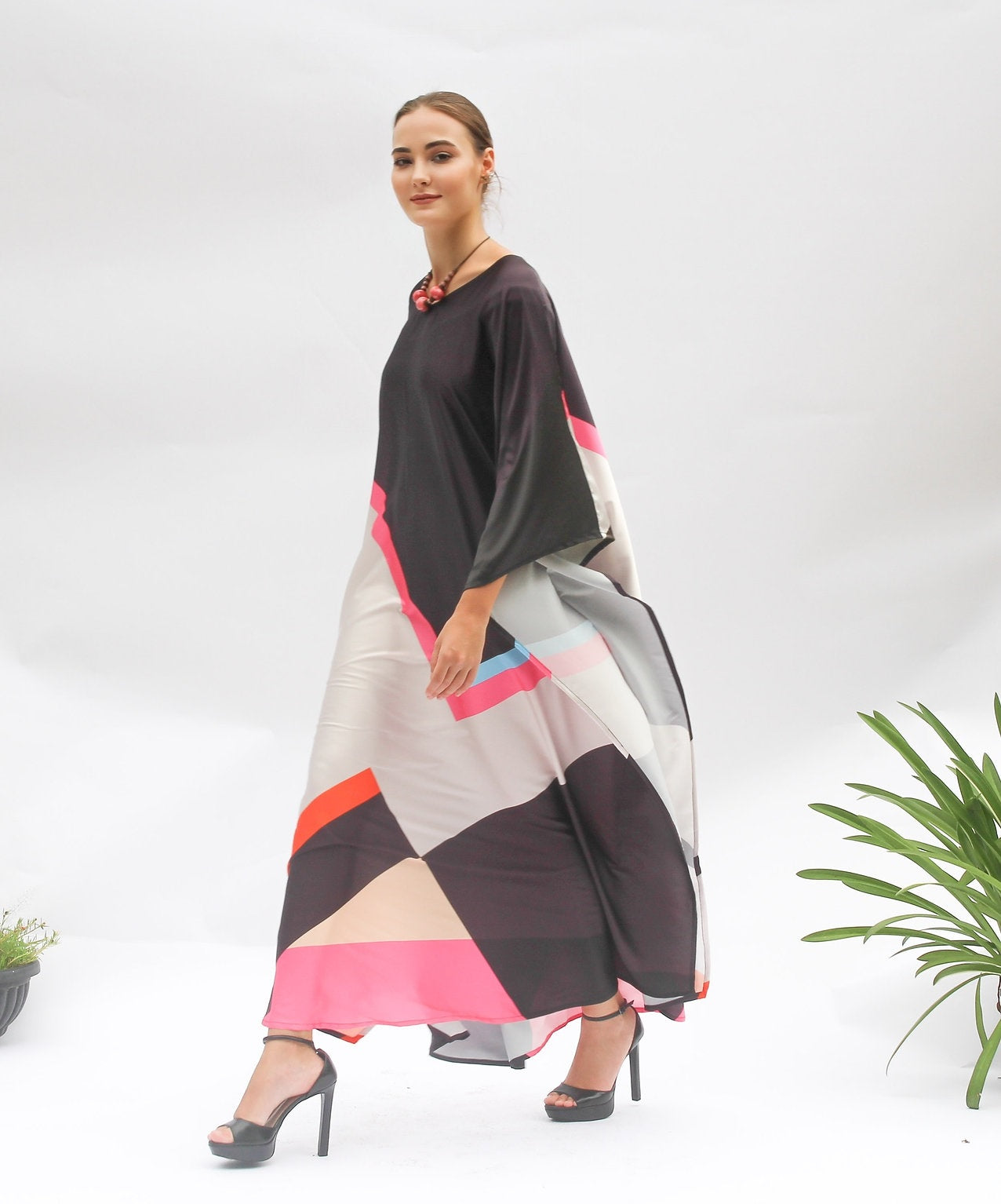 Luxury Soft Satin Slik Kaftan, Casual Wear Caftan For Women's