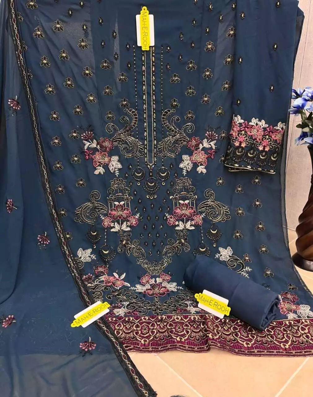 Georgette With Embroidery Stitched Work Salwar Kameez Suit