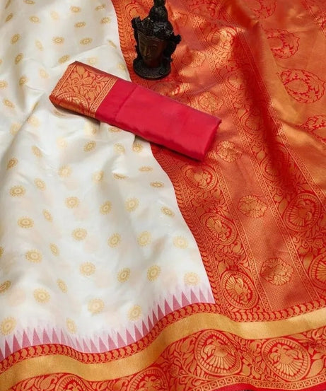 Designer Classic Banarasi Soft Silk Saree With Blouse For Women's