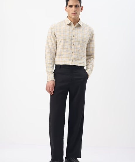 Checks Ochretone Cotton Linen Shirts