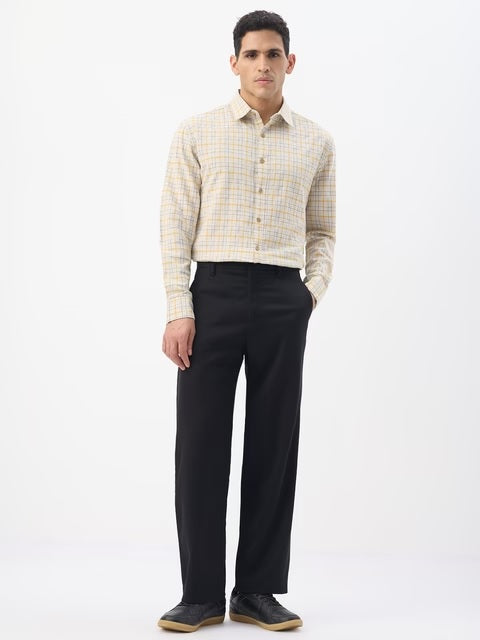 Checks Ochretone Cotton Linen Shirts