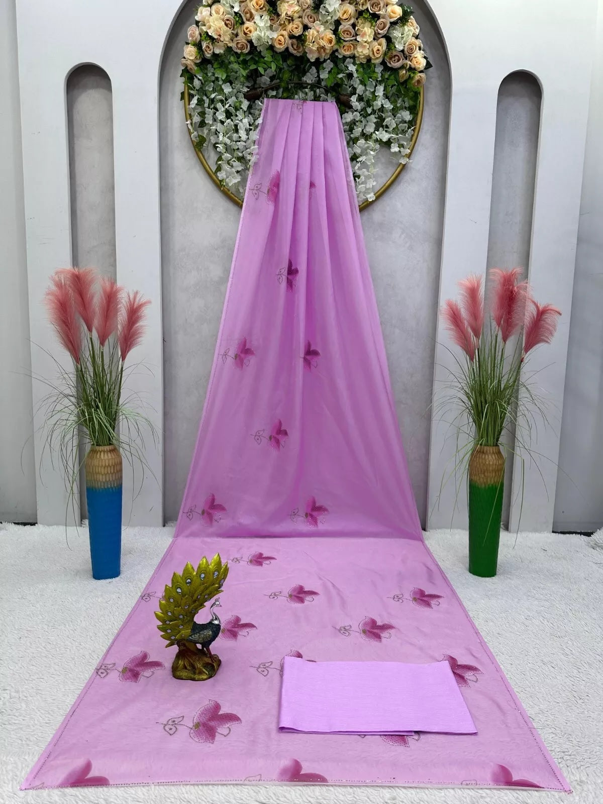 Purple Banarasi Silk With Plain Work  Saree With Blouse