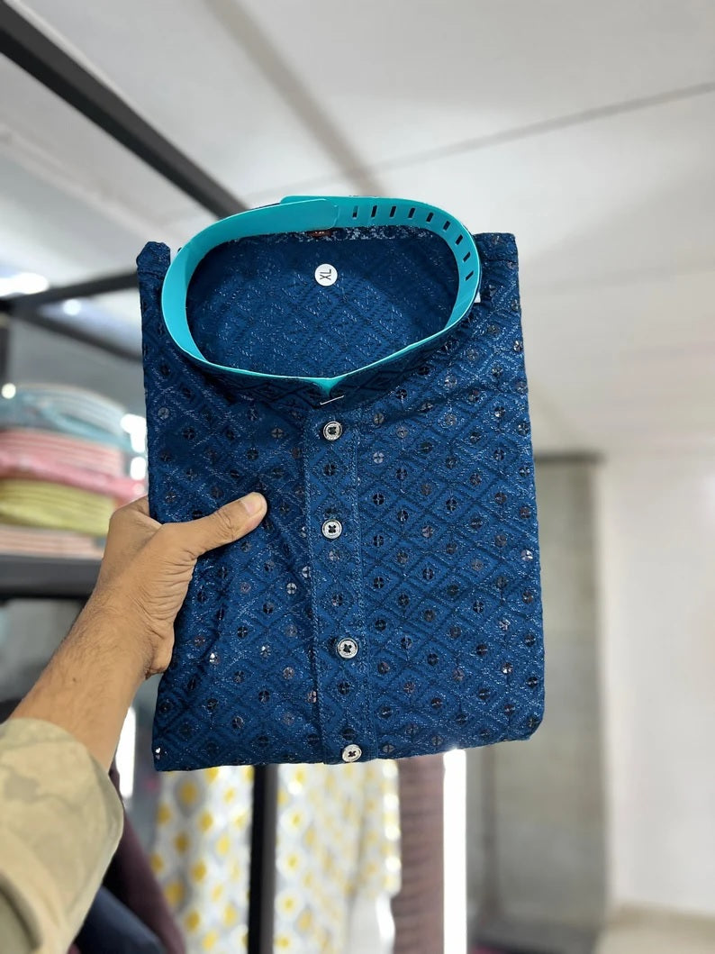 Cotton Rayon Kurta Pajama Set For Men's