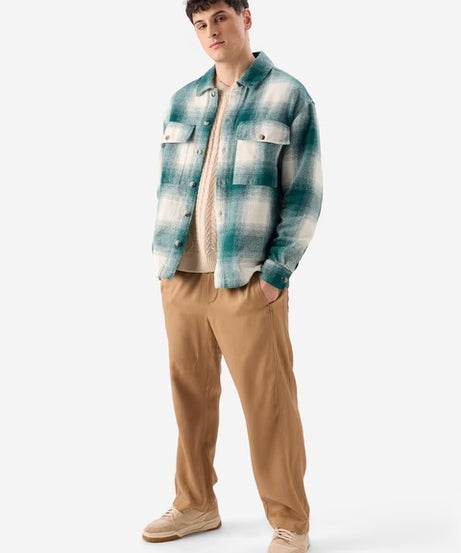 Light Emerald And White Men Flannel Shirts