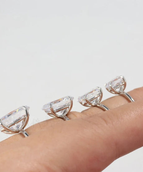 Oval Cut Diamond Sterling Silver Ring