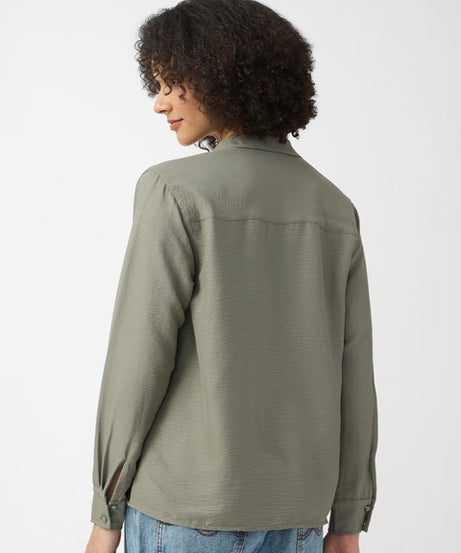 Textured Light Olive Women Shirts