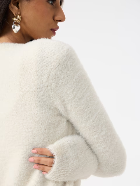 Fuzzy Cardigan Frost Women Knitted Sweaters