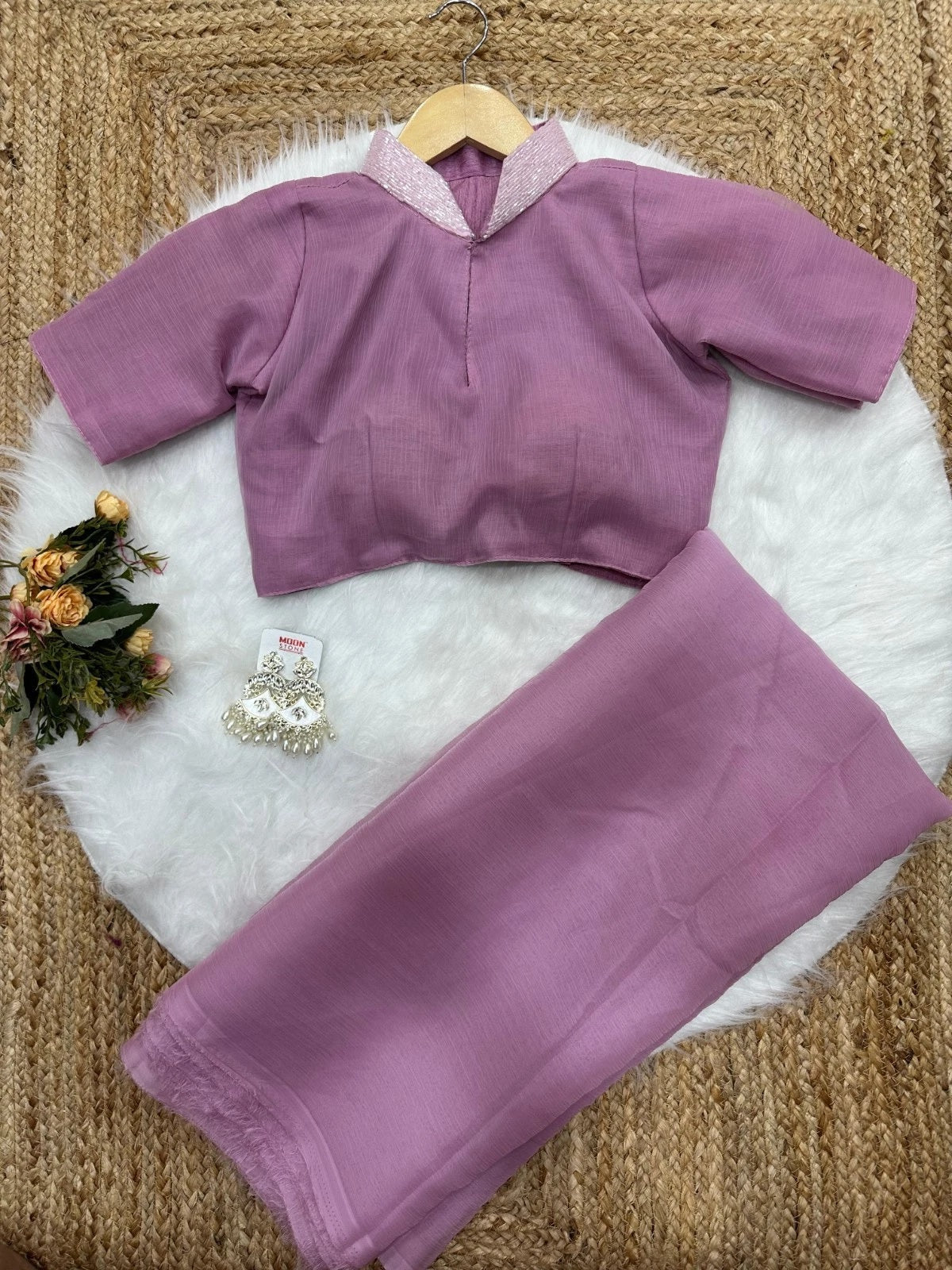 Fancy Soft Pure Chiffon Pink Beautiful Saree With Blouse