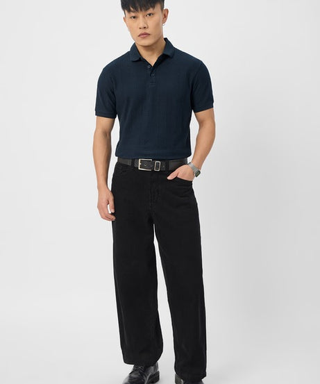Textured Polo Navy Polos