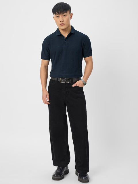 Textured Polo Navy Polos