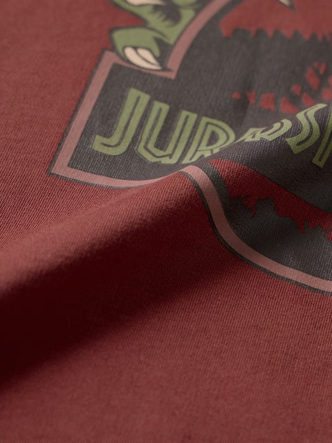 Jurassic Park Red Raptor Logo Oversized T-Shirts