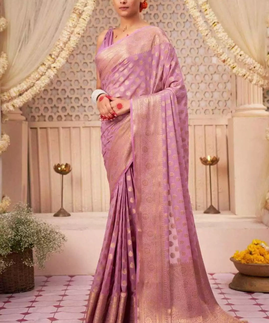Banarasi Soft Silk Saree With Blouse For Women's