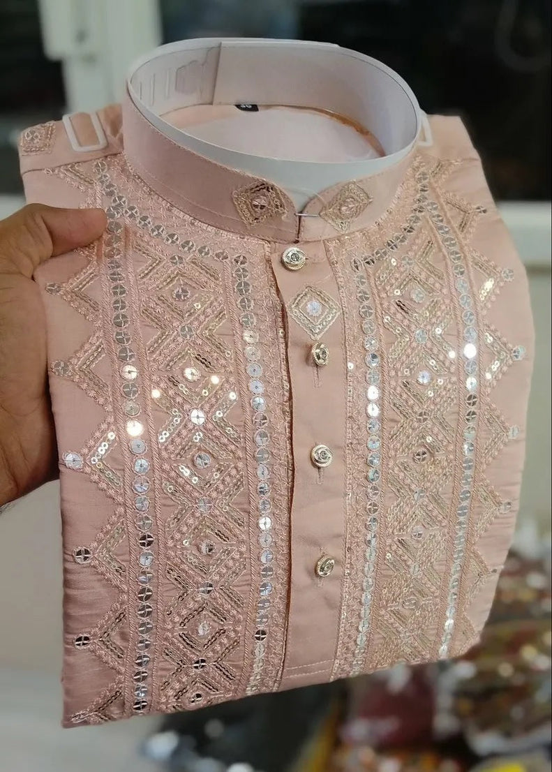 Rayon cotton Fancy Roman Silk Men's Kurta Set