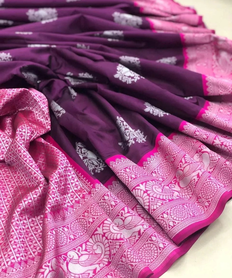 Soft Lichi Silk Indian Traditional Sari & Blouse