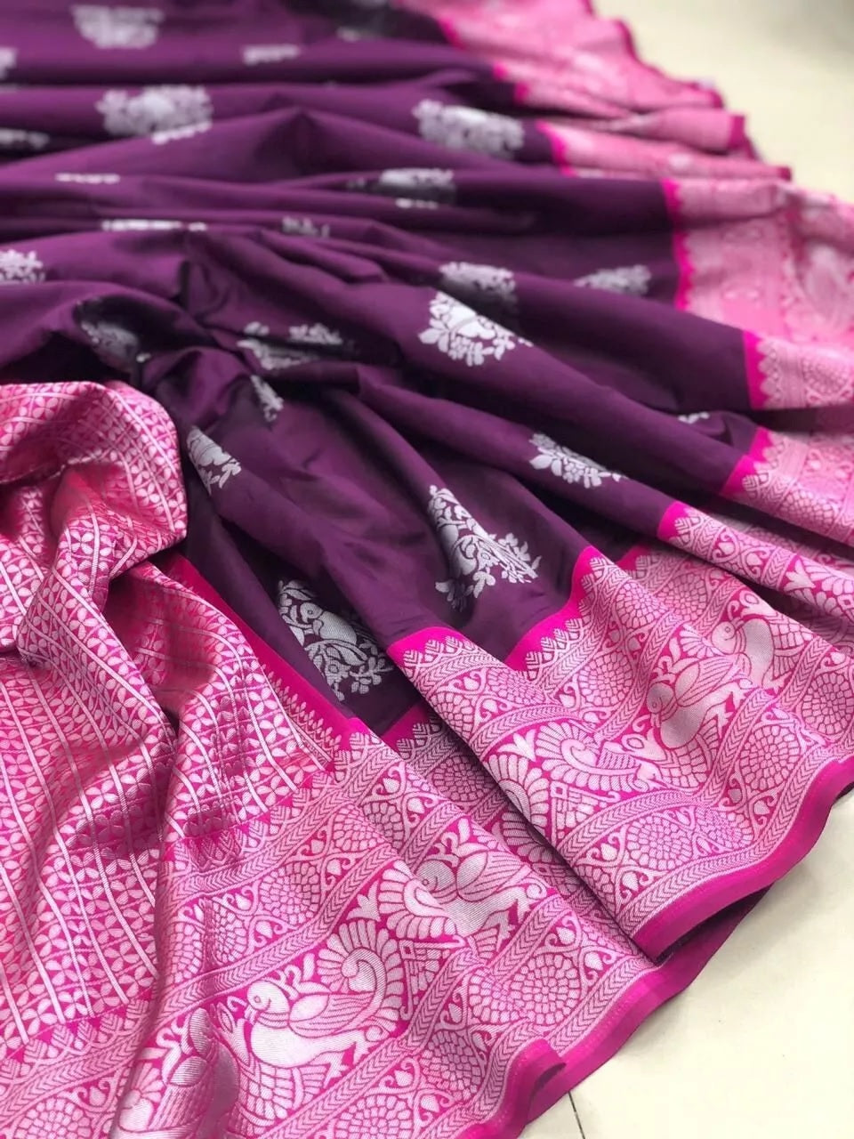 Soft Lichi Silk Indian Traditional Sari & Blouse