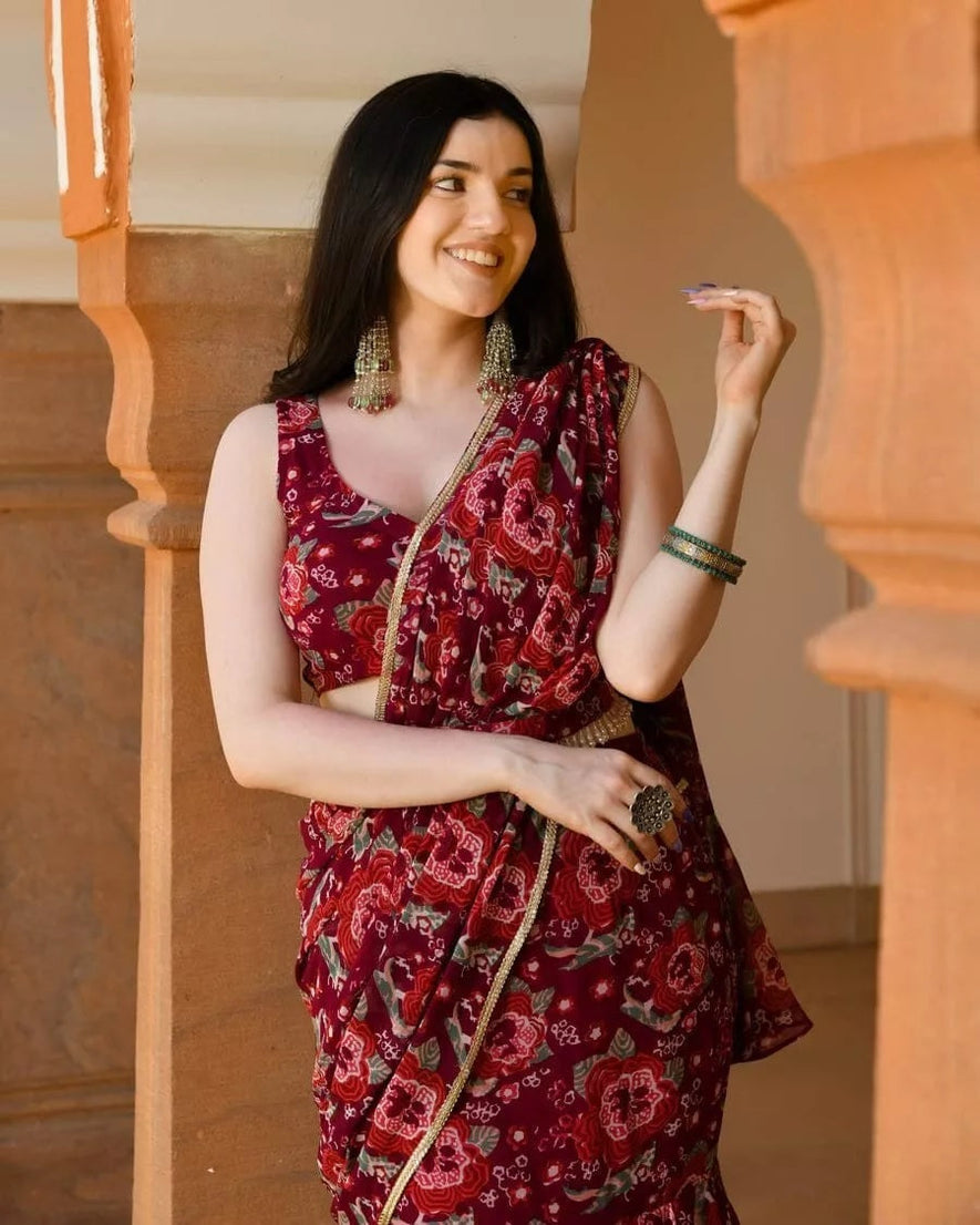 Georgette With Digital Print Lehenga Blouse With Blouse