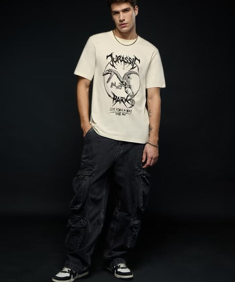 Jurassic Rockstar Raptor Men Relaxed T-Shirts