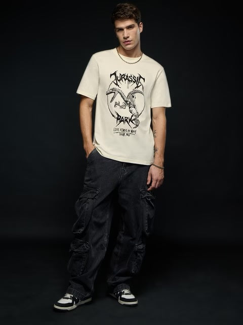 Jurassic Rockstar Raptor Men Relaxed T-Shirts