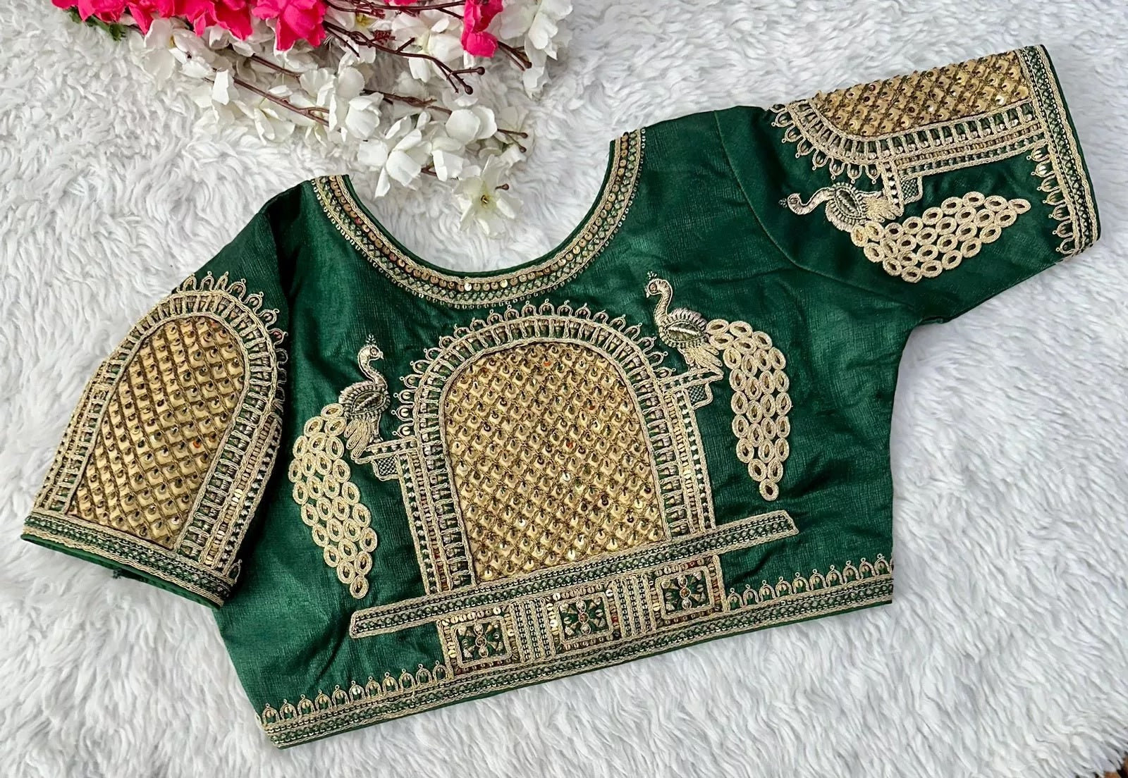 Full Stitched Watermelon Silk Function New Wedding Blouse & Choli