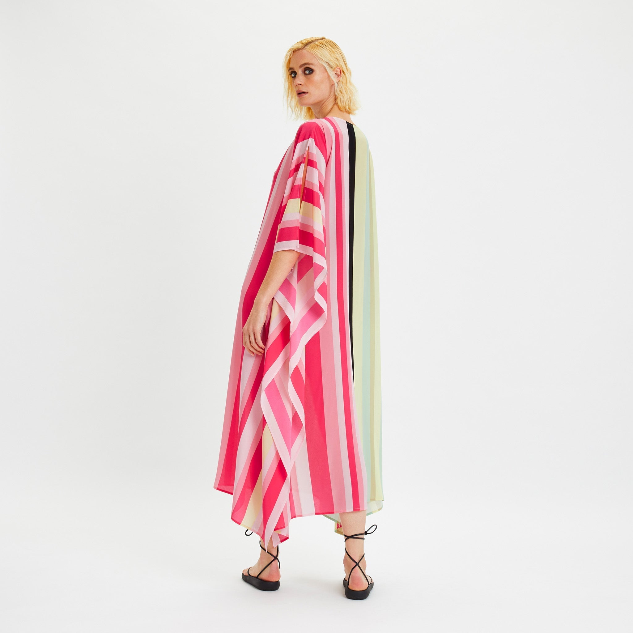 Lightweight Silk Crepe Kaftan Dress - Flowy and Stylish Caftan For Women's