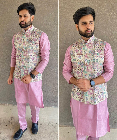 Heavy Banglori Silk Koti Ready to Wear Set For Men's
