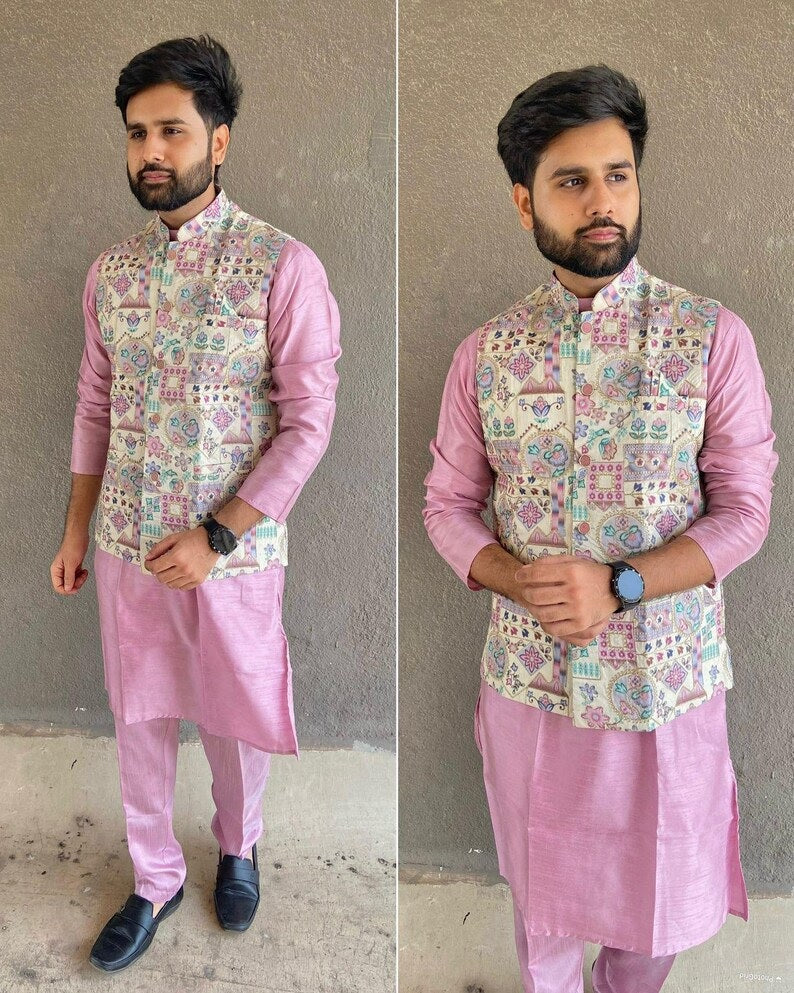 Heavy Banglori Silk Koti Ready to Wear Set For Men's