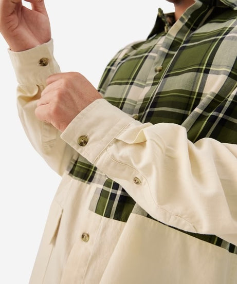 Plaid Green, Cream Men Relaxed Shirts