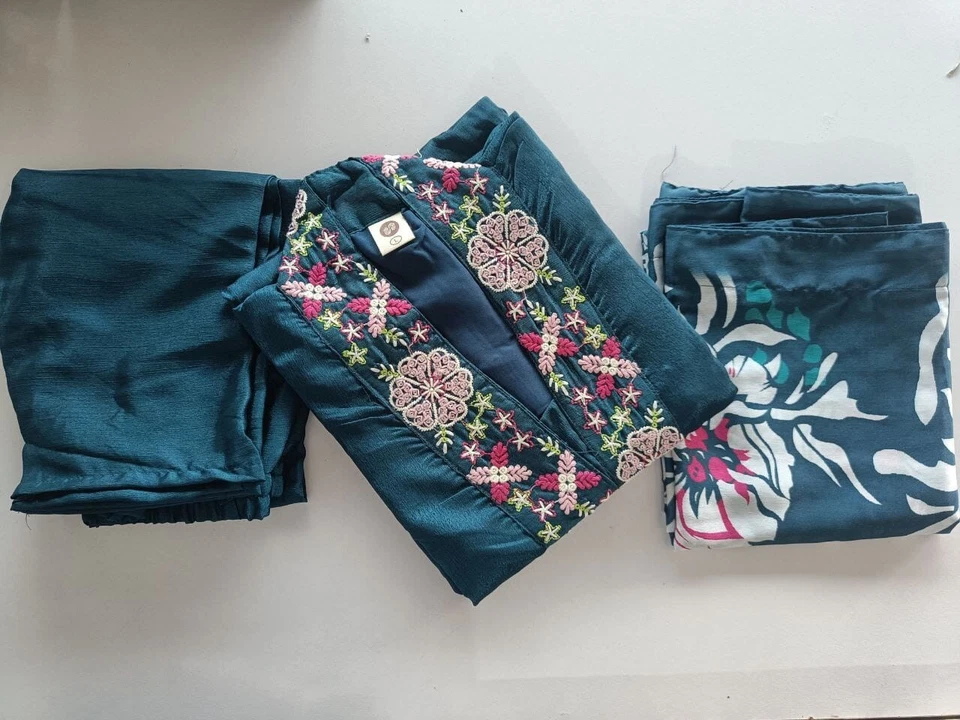 Chinon & Embroidery Work Kurti Bottom With Dupatta Set 12-BS