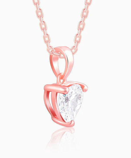 Rose Gold Solitaire Heart Pendant With Link Chain