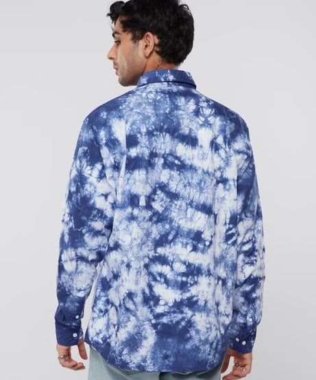 Tie Dye Blue Men Relaxed Shirts