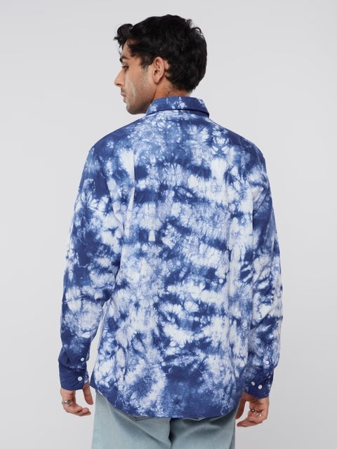 Tie Dye Blue Men Relaxed Shirts