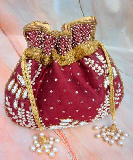 Women's Embroidered Clutch Purse Potli Bag